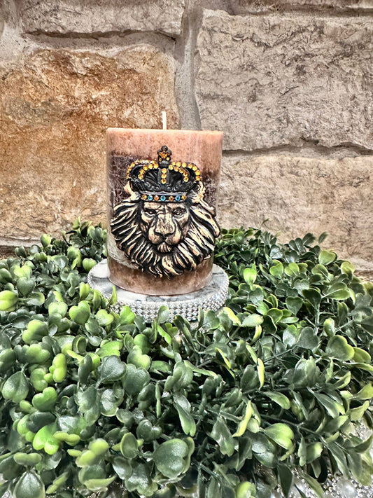 Lion head candle pin, reusable, unique gift, handmade, diy, home decor, candle accessories