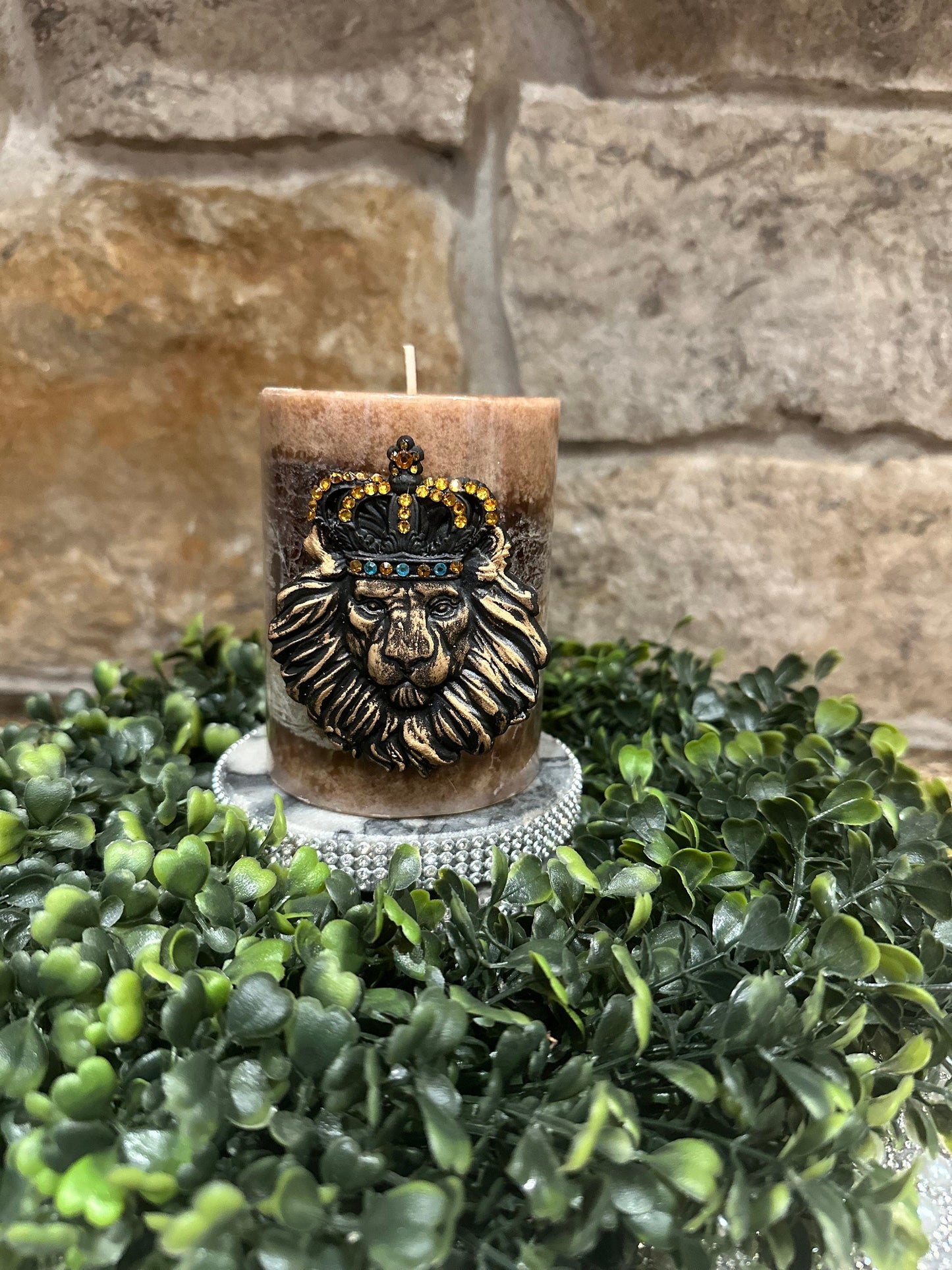 Lion head candle pin, reusable, unique gift, handmade, diy, home decor, candle accessories