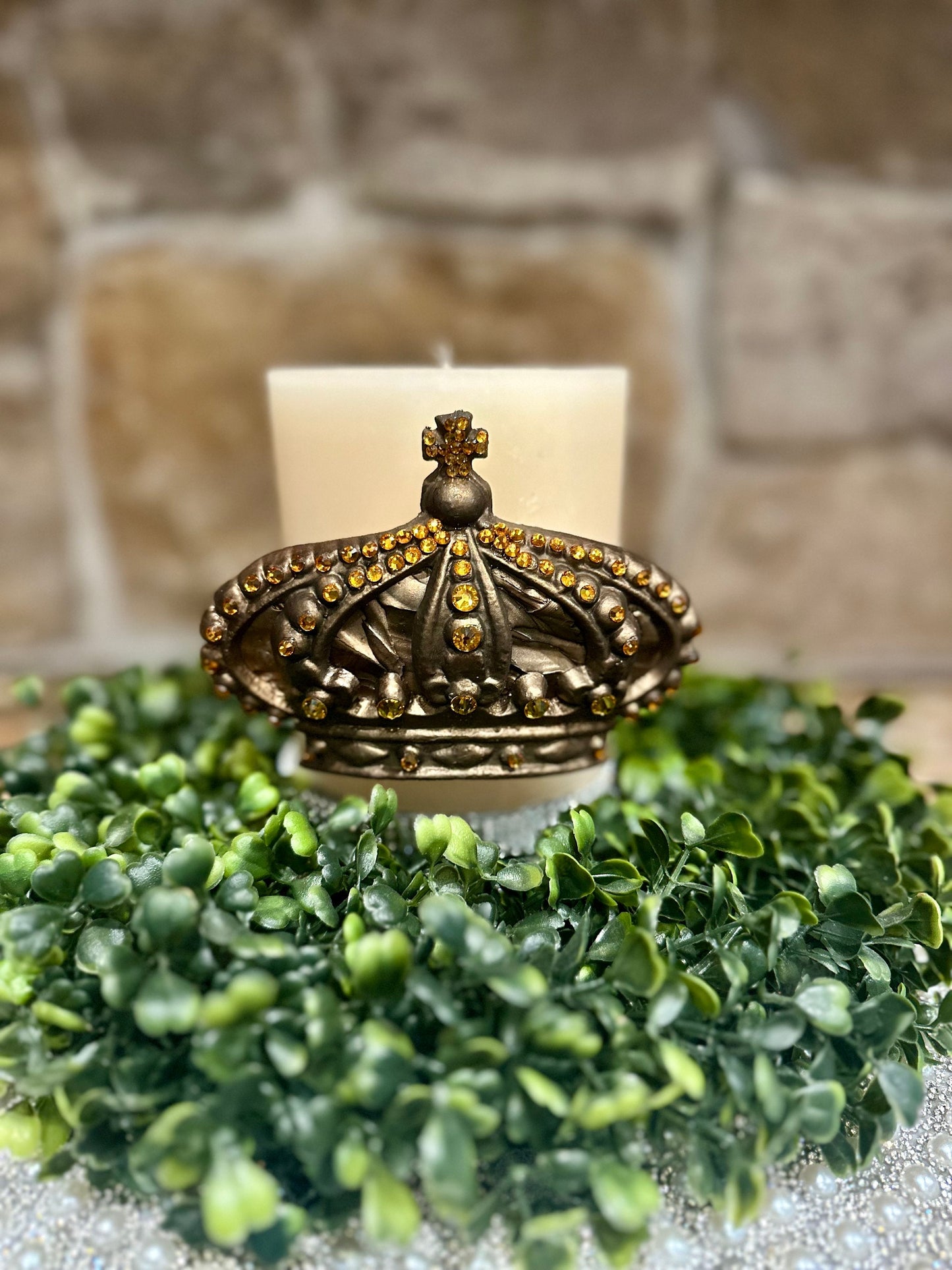 Crown candle pin, embellished candle, candle accessory, unique gift, handmade, reusable, home decor