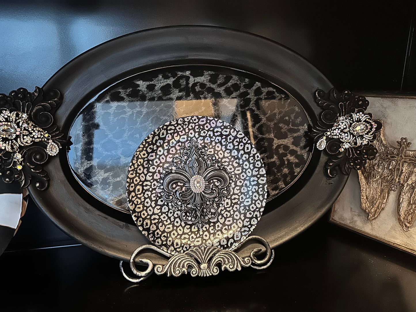 Leopard Foil Wrapped Porcelain Plate