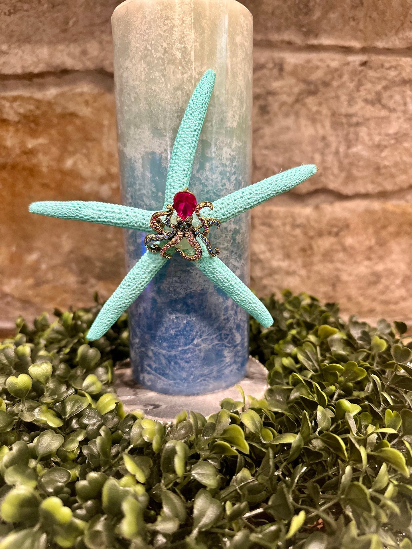 Starfish candle pin, ocean candle pin, reusable, handmade, diy, unique gift, embellished home decor, nautical decor, star fish, sea creature