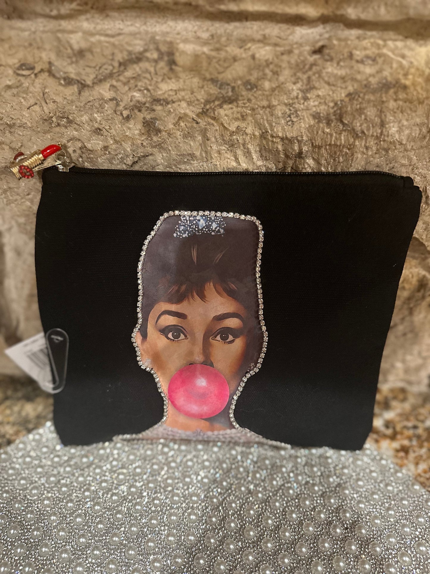 Audrey Hepburn, pencil pouch, handmade, cotton canvas pouch, clutch, custom orders available, unique gift, makeup bag, cosmetic bag