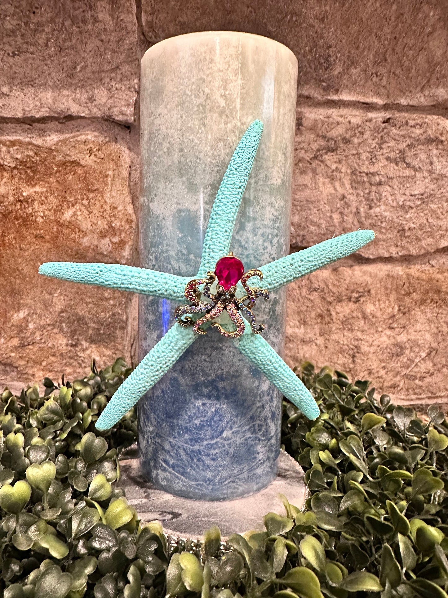 Starfish candle pin, ocean candle pin, reusable, handmade, diy, unique gift, embellished home decor, nautical decor, star fish, sea creature